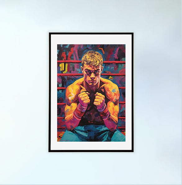 ボクシングのアートポスター黒フレームあり