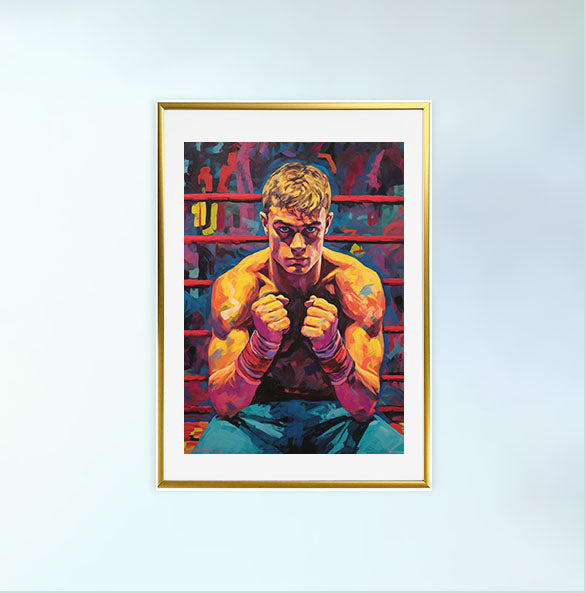 ボクシングのアートポスター金フレームあり
