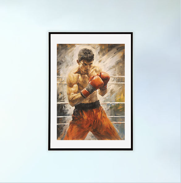 ボクシングのアートポスター黒フレームあり