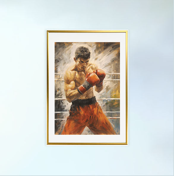 ボクシングのアートポスター金フレームあり