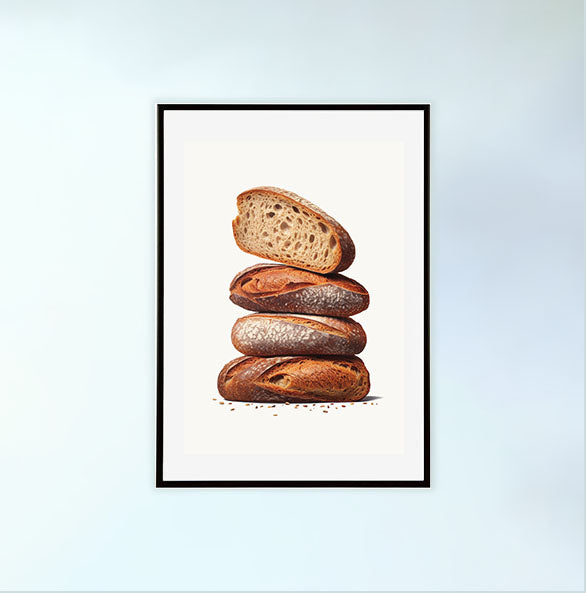 パンのアートポスター黒フレームあり