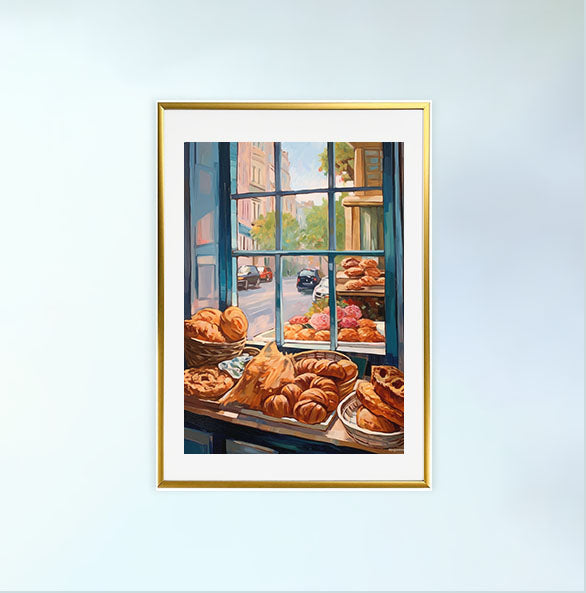 パンのアートポスター金フレームあり