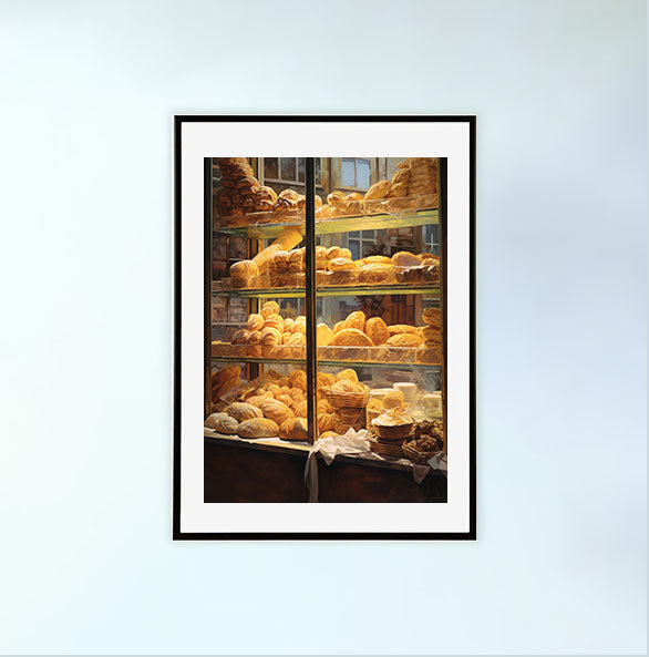 パンのアートポスター黒フレームあり