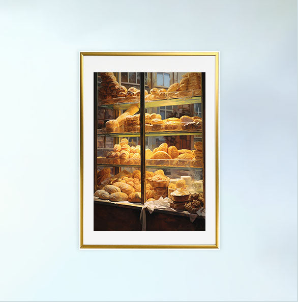 パンのアートポスター金フレームあり