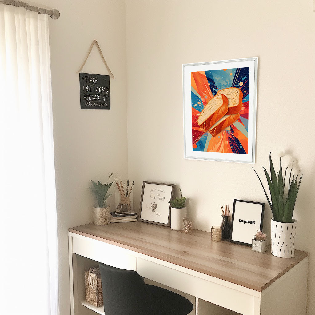 パンのアートポスター机配置イメージ