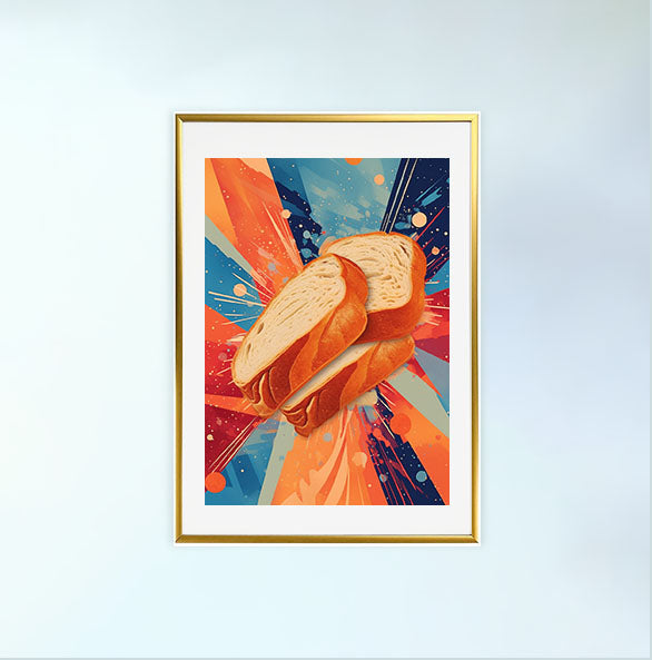 パンのアートポスター金フレームあり