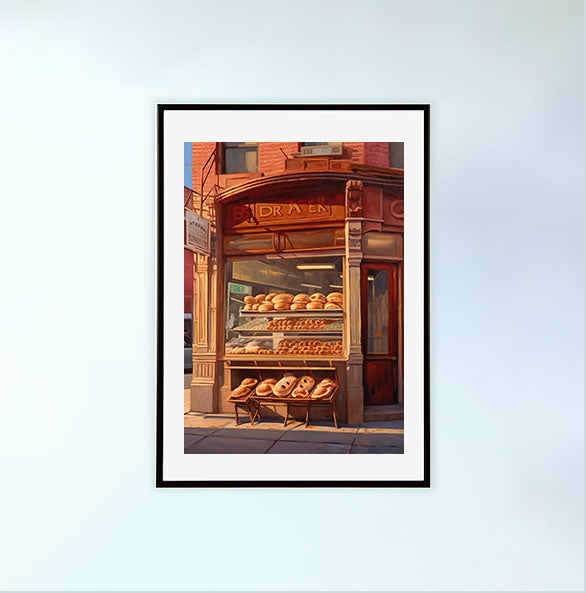 パンのアートポスター黒フレームあり