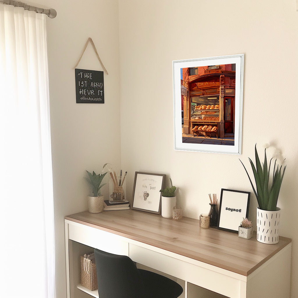 パンのアートポスター机配置イメージ