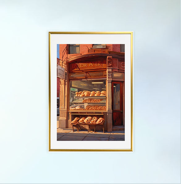 パンのアートポスター金フレームあり