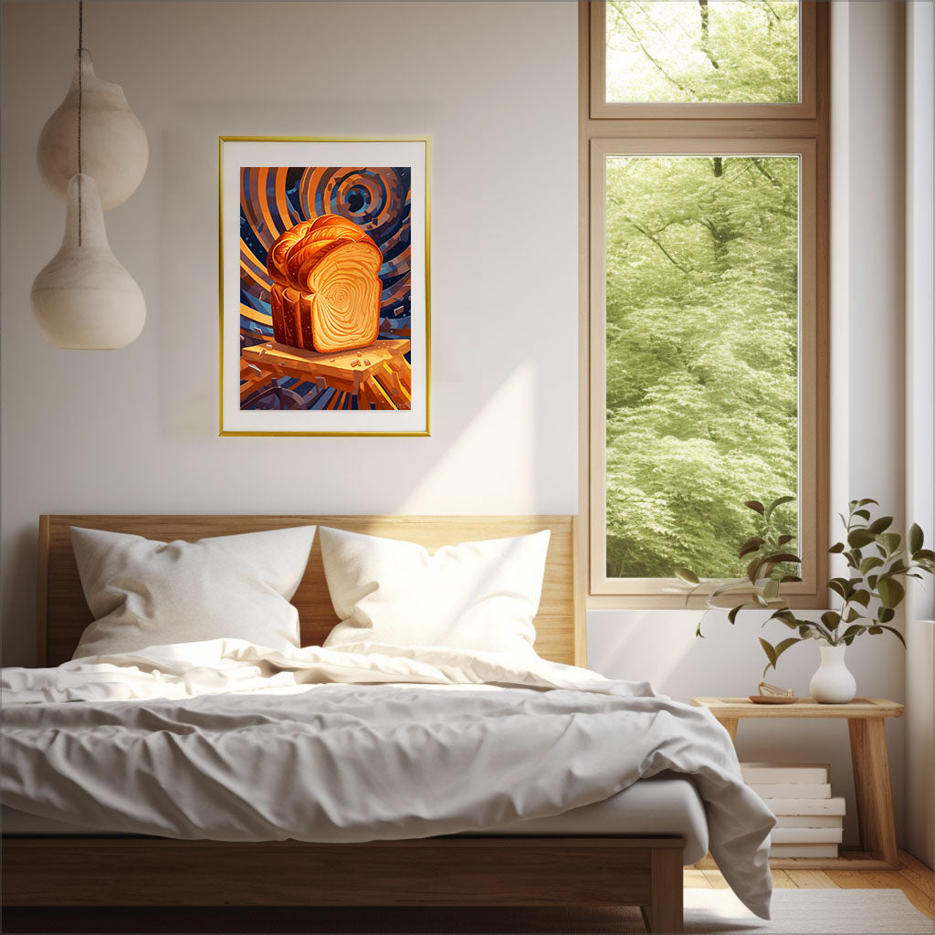 パンのアートポスター寝室配置イメージ