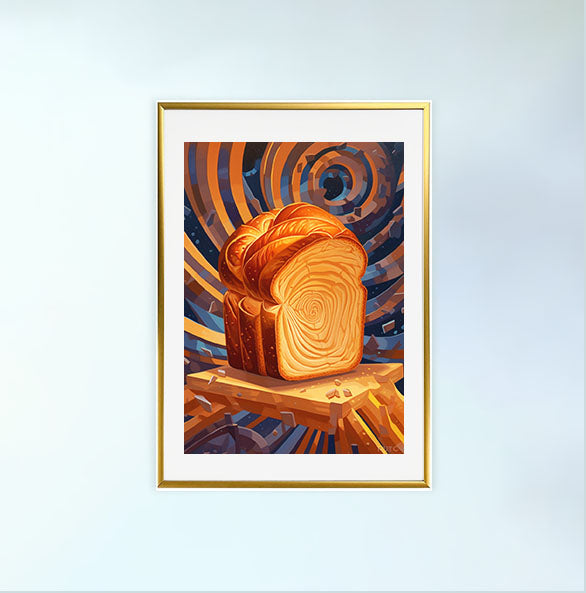 パンのアートポスター金フレームあり