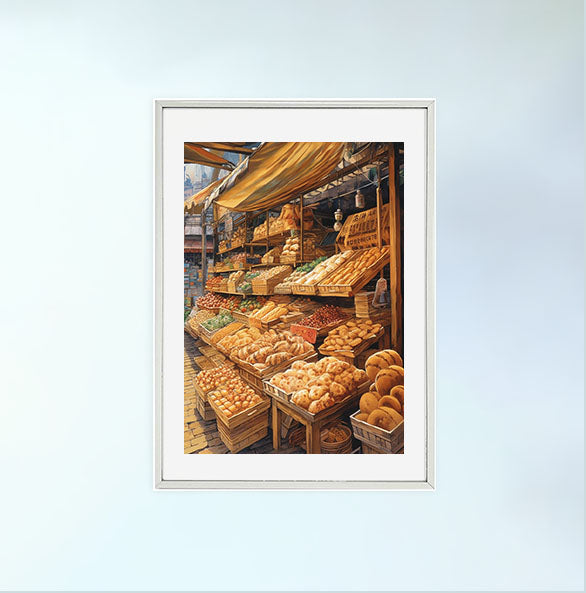 パンのアートポスター銀フレームあり