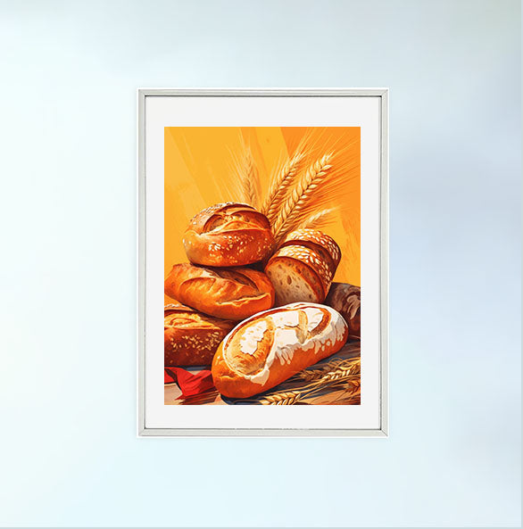 パンのアートポスター銀フレームあり