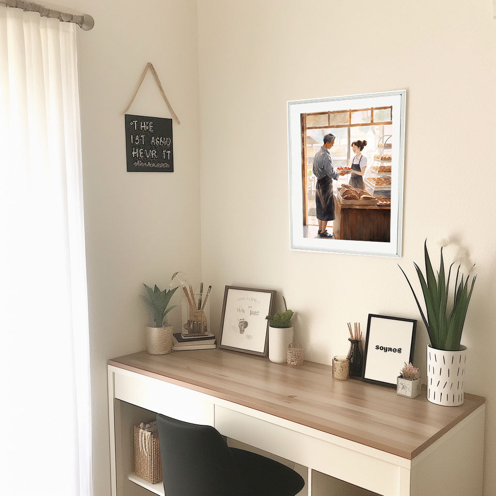 パンのアートポスター机配置イメージ