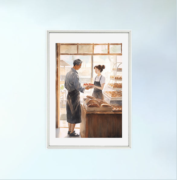 パンのアートポスター銀フレームあり