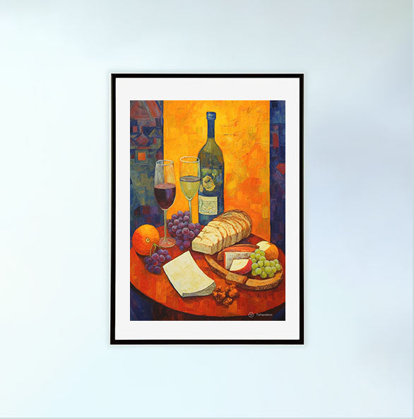 パンのアートポスター黒フレームあり