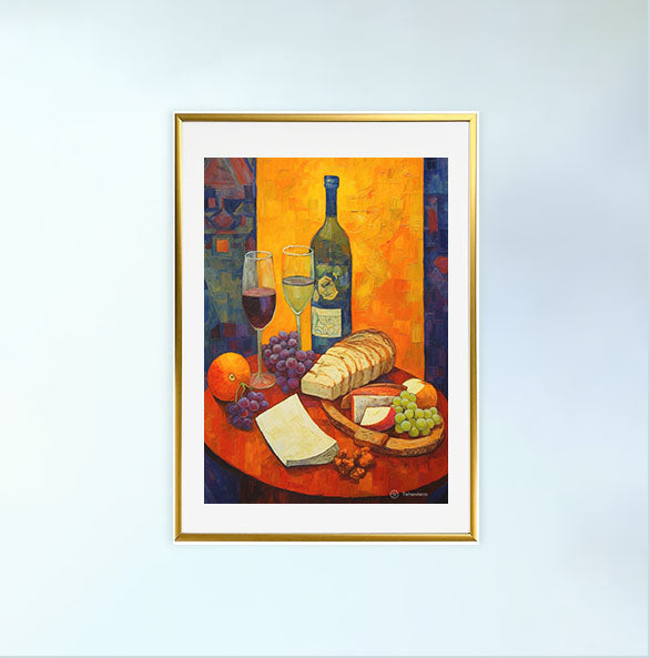 パンのアートポスター金フレームあり