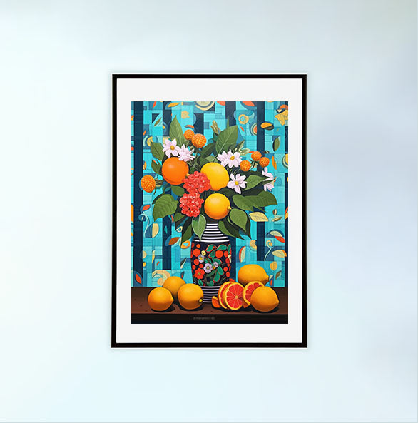 パンのアートポスター黒フレームあり