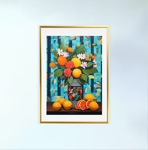 パンのアートポスター金フレームあり