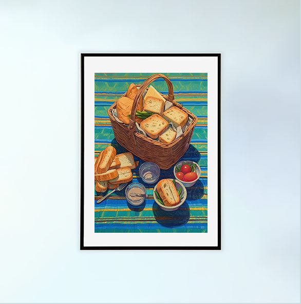 パンのアートポスター黒フレームあり