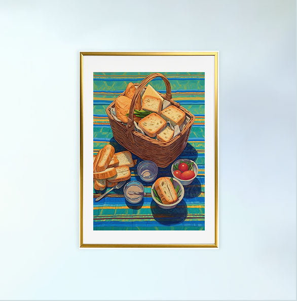 パンのアートポスター金フレームあり
