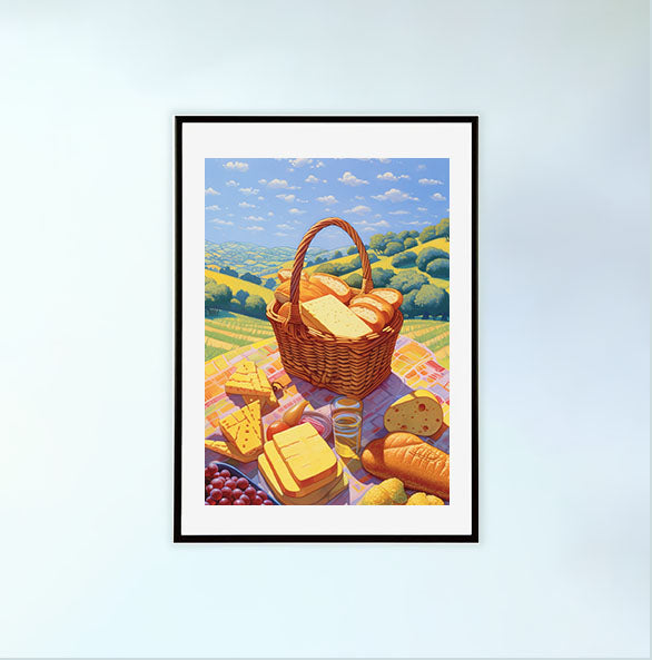 パンのアートポスター黒フレームあり