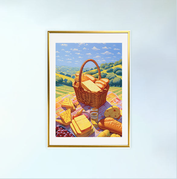 パンのアートポスター金フレームあり