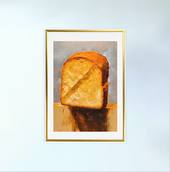パンのアートポスター金フレームあり