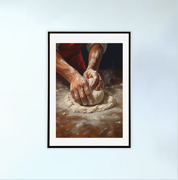 パンのアートポスター黒フレームあり