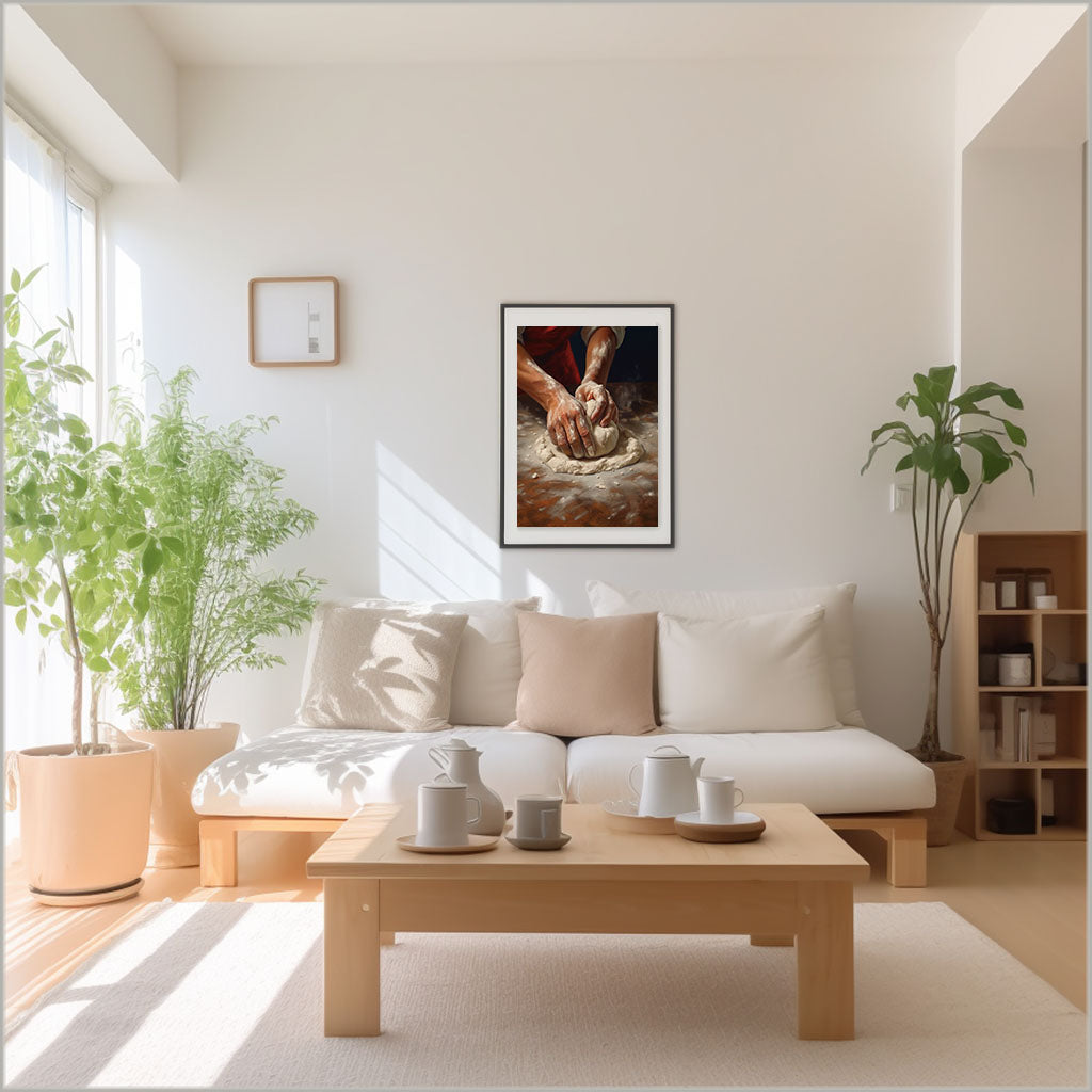 パンのアートポスターリビング配置イメージ