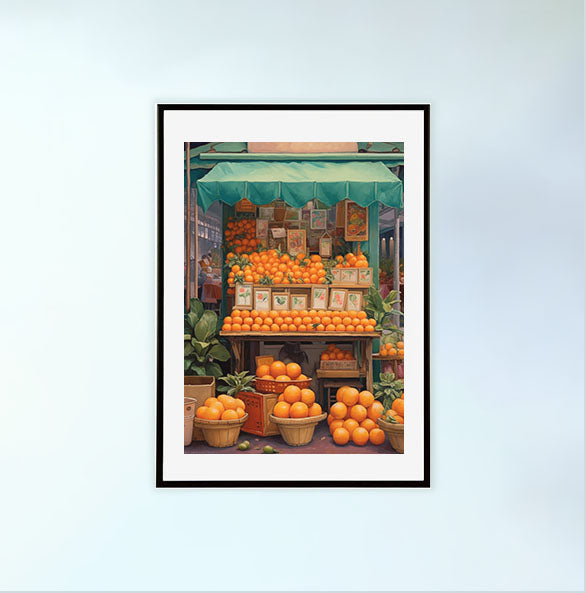 パンのアートポスター黒フレームあり