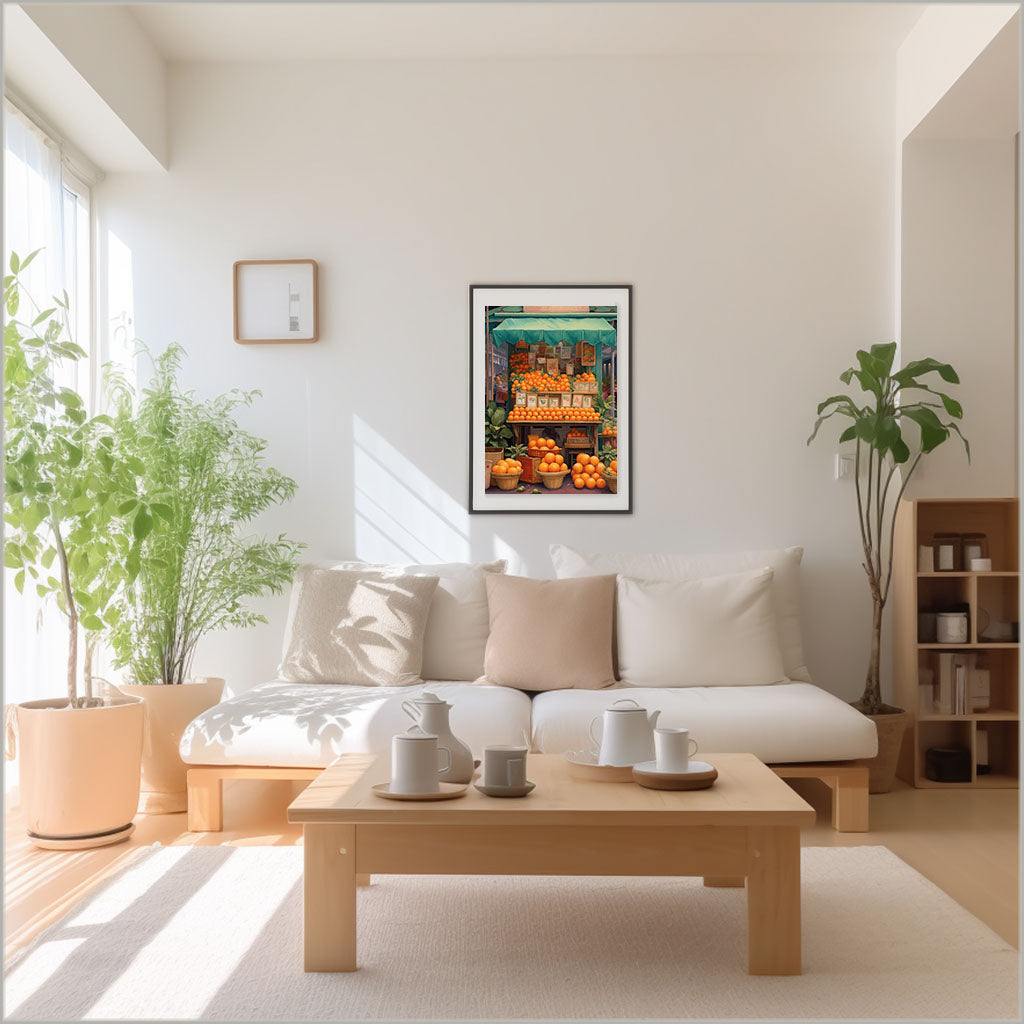 パンのアートポスターリビング配置イメージ