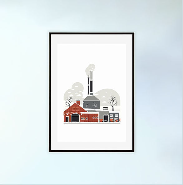 ビール醸造所のアートポスター黒フレームあり