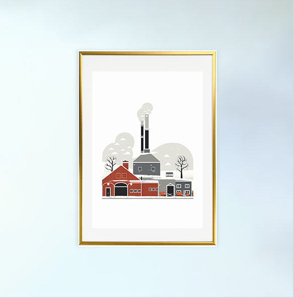ビール醸造所のアートポスター金フレームあり