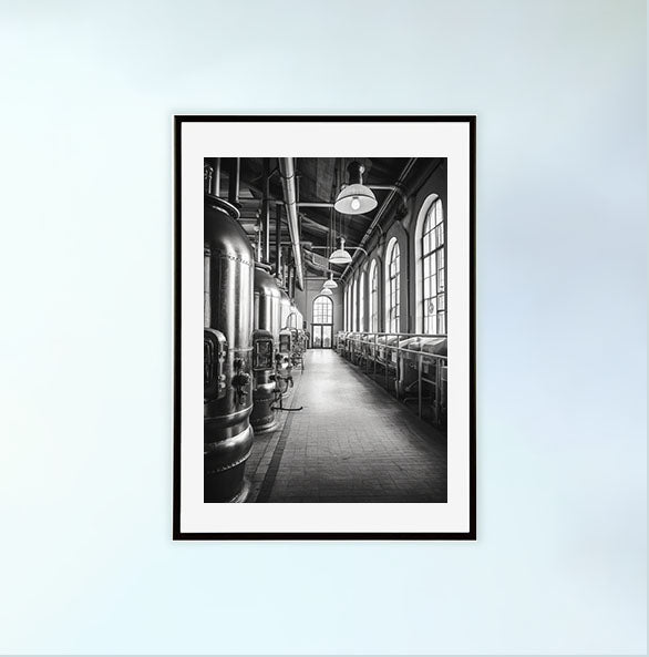 ビール醸造所のアートポスター黒フレームあり