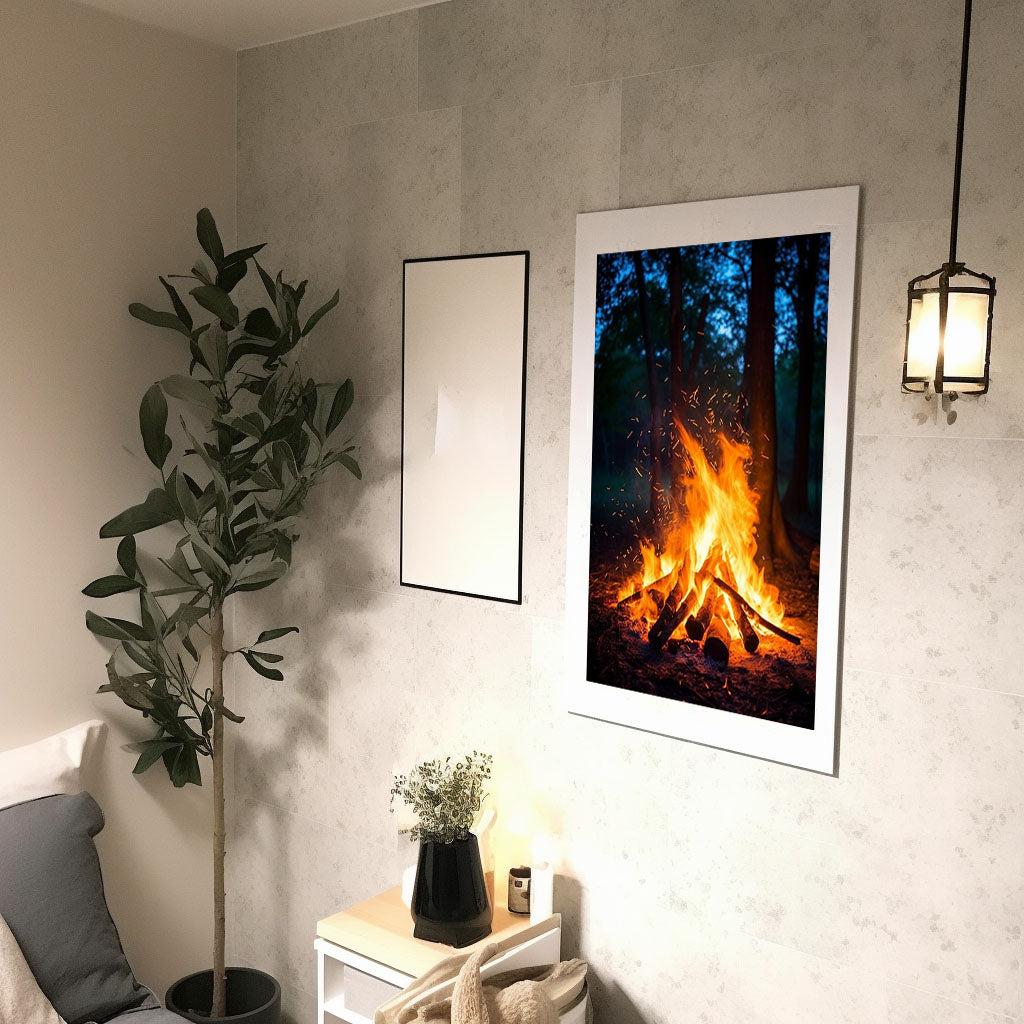 キャンプファイヤーのアートポスター廊下配置イメージ