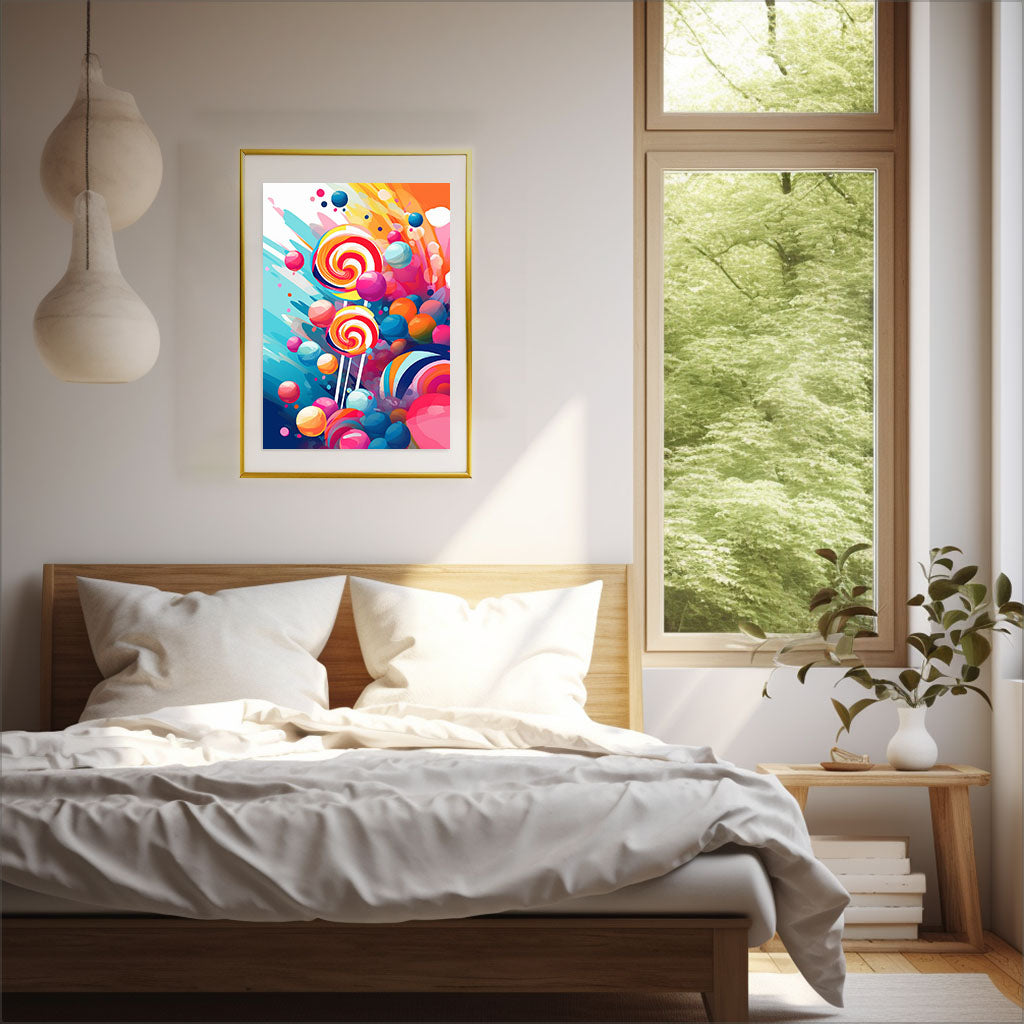 キャンディーのアートポスター寝室配置イメージ