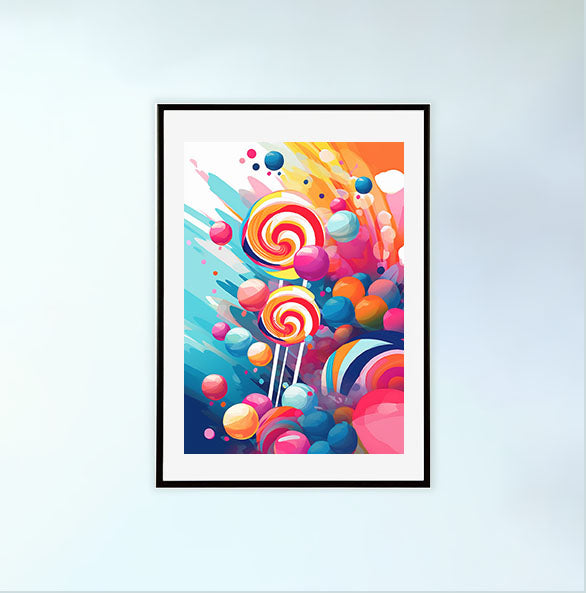 キャンディーのアートポスター黒フレームあり