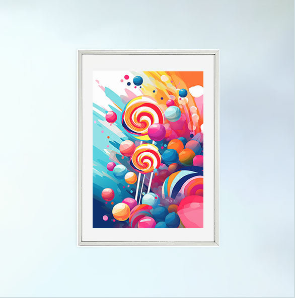キャンディーのアートポスター銀フレームあり