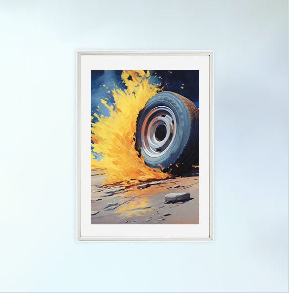 車のアートポスター白フレームあり