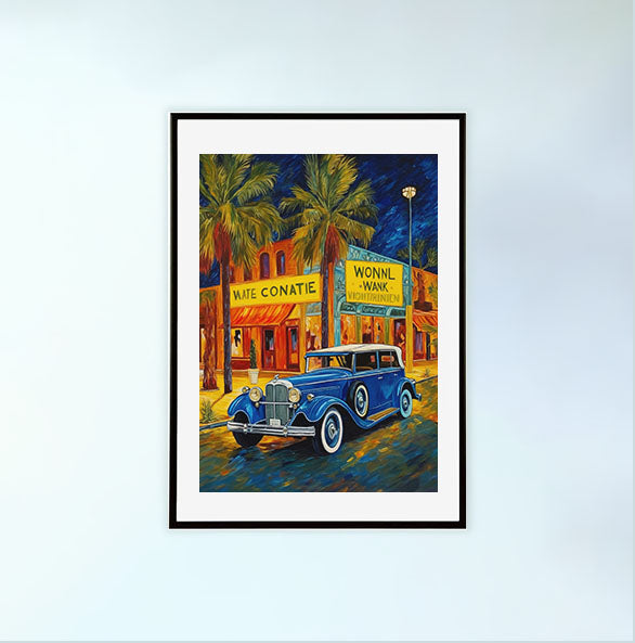 車のアートポスター黒フレームあり