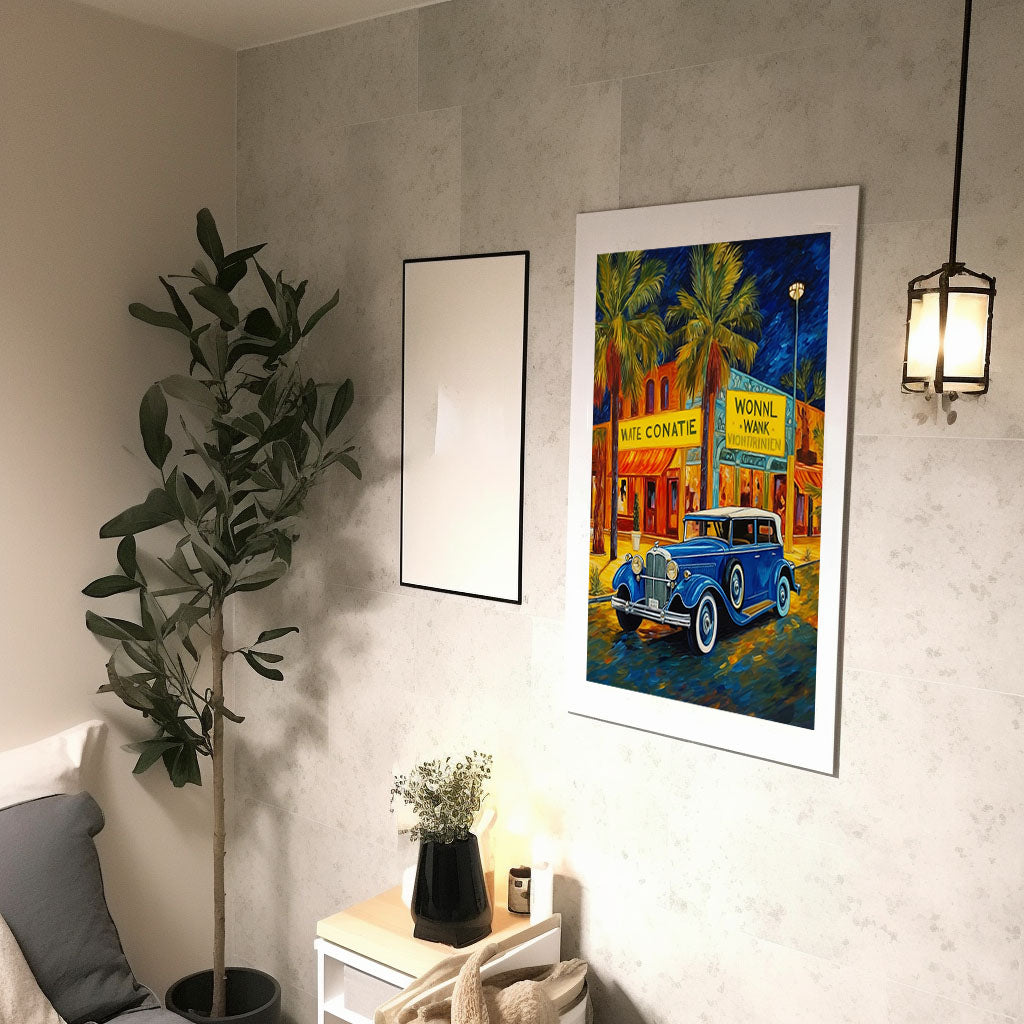 車のアートポスター廊下配置イメージ