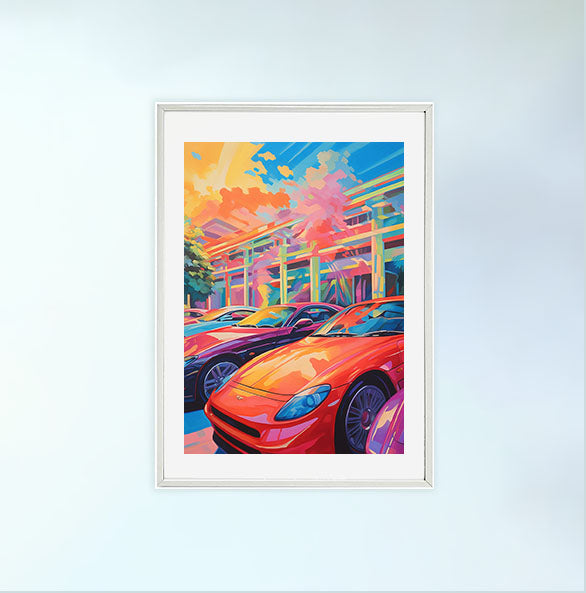車のアートポスター白フレームあり