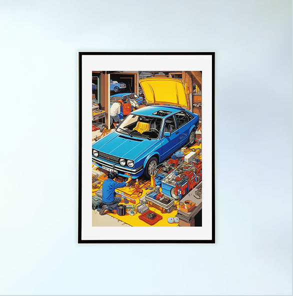 車のアートポスター黒フレームあり