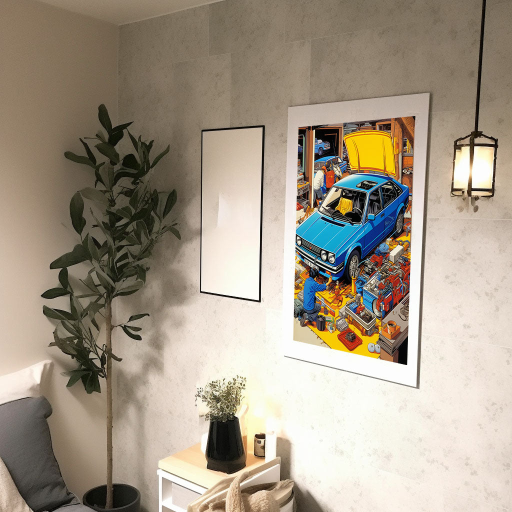 車のアートポスター廊下配置イメージ