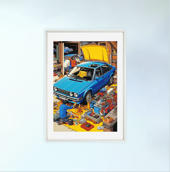車のアートポスター白フレームあり