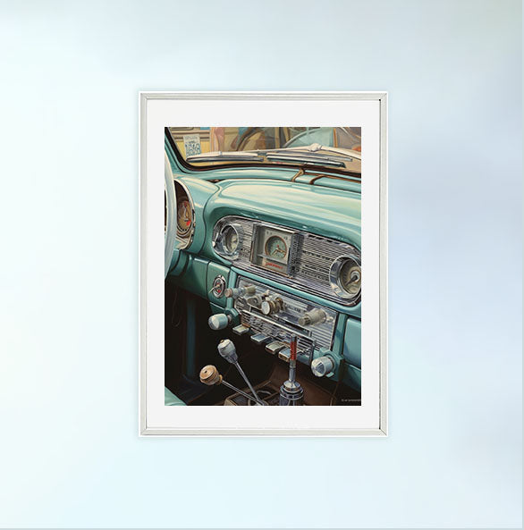車のアートポスター白フレームあり