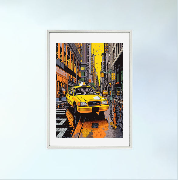 車のアートポスター銀フレームあり