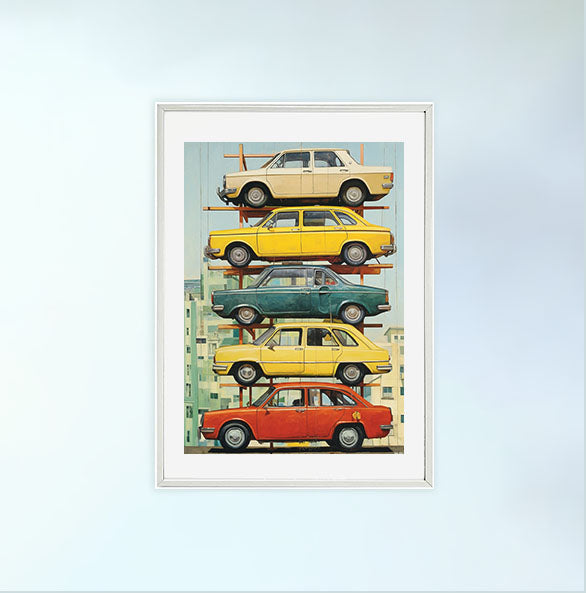 車のアートポスター白フレームあり