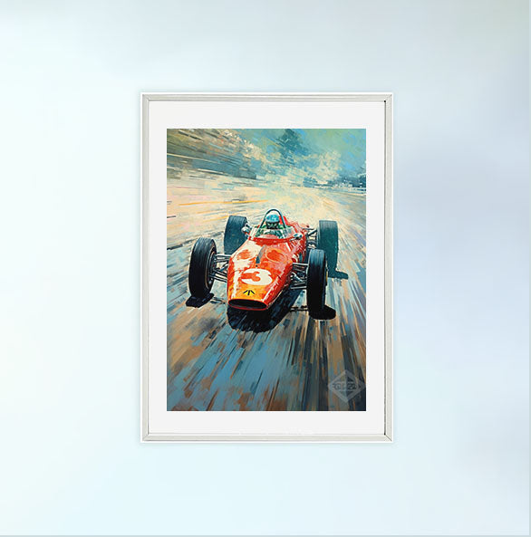 車のアートポスター白フレームあり